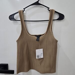 Forever 21 Beige Ribbed Crop Top